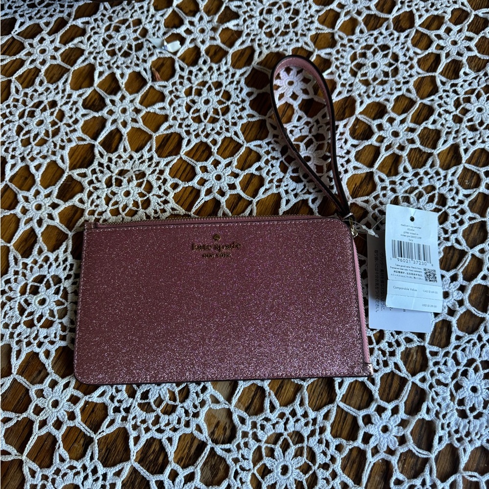Kate Spade Rose Glitter Wristlet